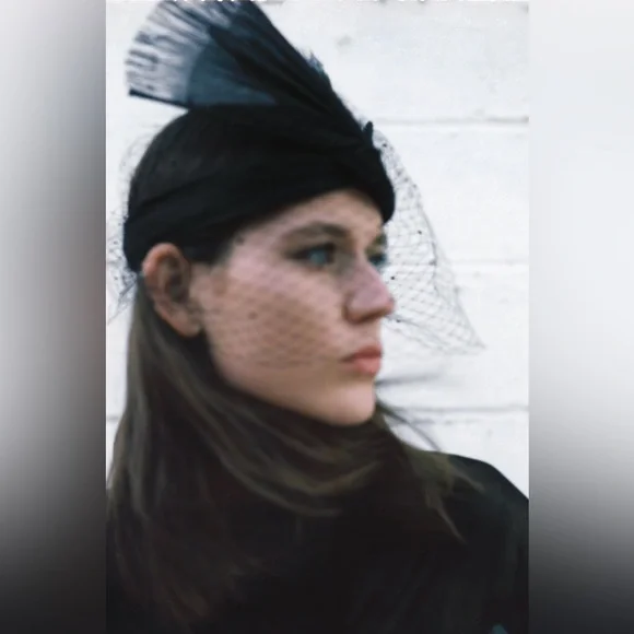 Zara knotted headband headpiece with net & rhinestones Kate main image 4